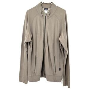Patagonia Size XL‎ Zip Up Jacket Brown Gray Zipper Pockets Organic Cotton